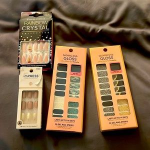 NIB bundle (4) -Impress short press on nails, 2 Dashing Diva gel strips, more